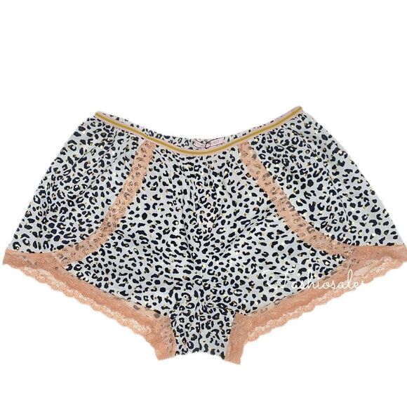 Set of 2 Victoria’s Secret Foil Dot Leopard Print Lace Trim pajama shorts Small - Picture 6 of 8